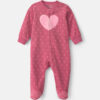 Baby Girl Heart Fleece 2-Way Zip Sleep & Play Pajamas - Pink