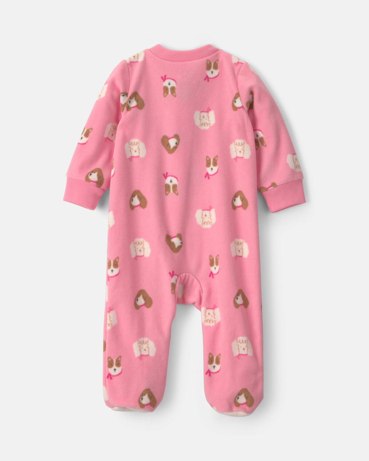 Baby Girl Dog Fleece 2-Way Zip Sleep & Play Pajamas - Pink 2 Baby Girl Dog Fleece 2-Way Zip Sleep & Play Pajamas - Pink
