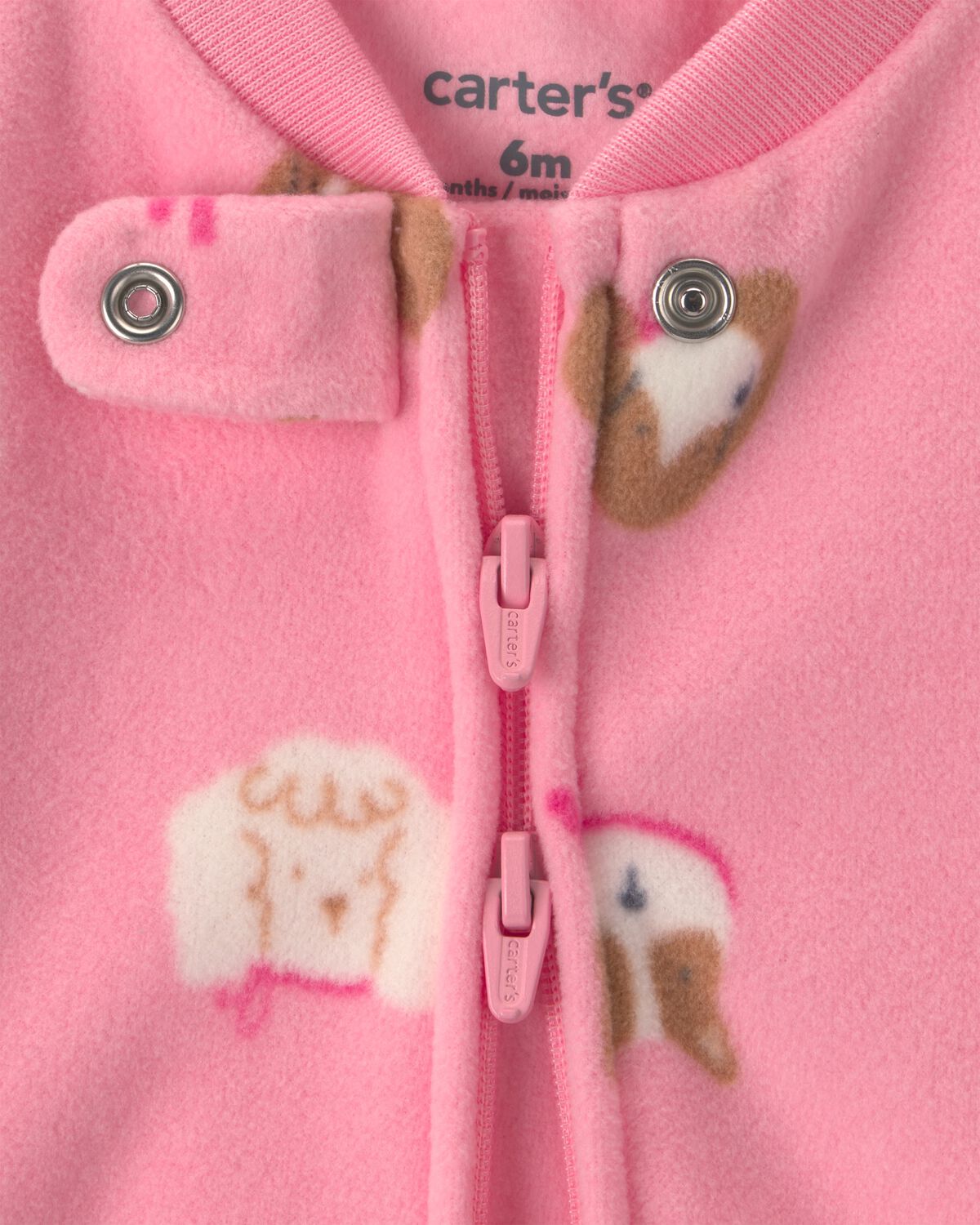 Baby Girl Dog Fleece 2-Way Zip Sleep & Play Pajamas - Pink 3 Baby Girl Dog Fleece 2-Way Zip Sleep & Play Pajamas - Pink