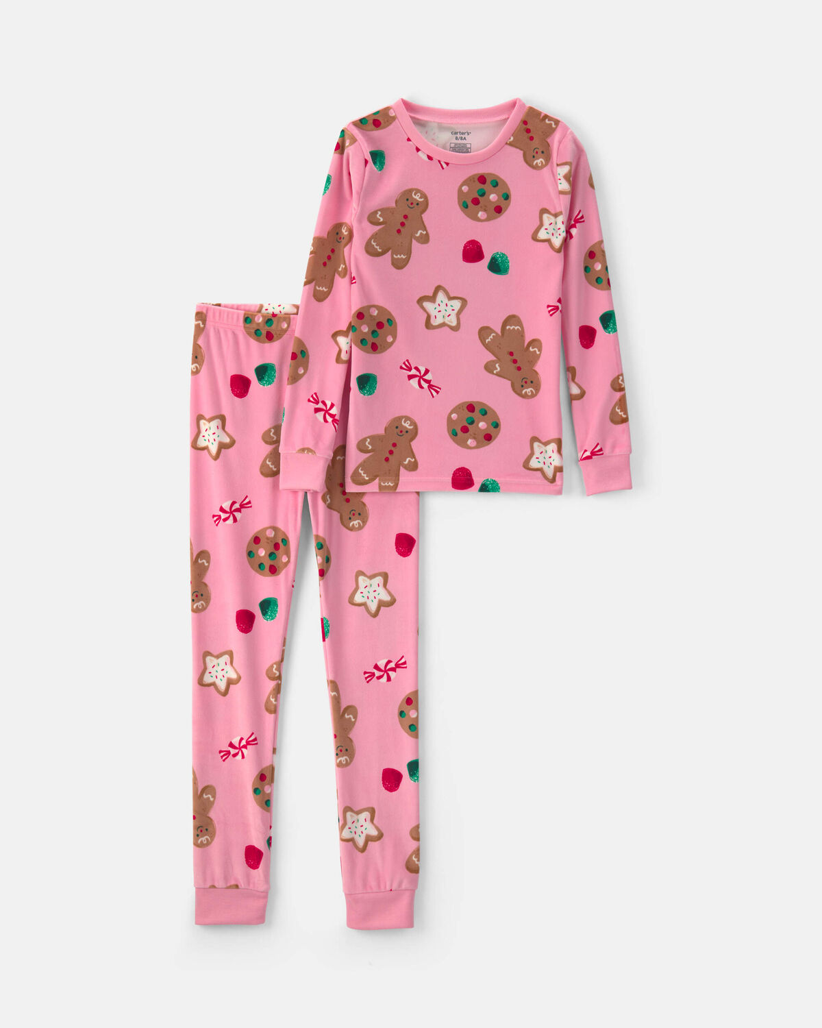 Girls 2-Piece Christmas Gingerbread DreamPlush Snug Fit Pajama Set - Pink 1 Girls 2-Piece Christmas Gingerbread DreamPlush Snug Fit Pajama Set - Pink