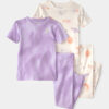 Toddler Girl Space Constellation Tie-Dye 100% Cotton Snug Fit 4-Piece Pajama Set - Purple 5 Toddler Girl Space Constellation Tie-Dye 100% Cotton Snug Fit 4-Piece Pajama Set - Purple