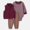 Baby Boy 3-Piece Corduroy Layering Set - Burgundy/Brown 5 Baby Boy 3-Piece Corduroy Layering Set - Burgundy/Brown
