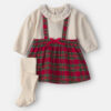Baby Girl 3-Piece Plaid Christmas Long-Sleeve Dress Set - Red/Cream