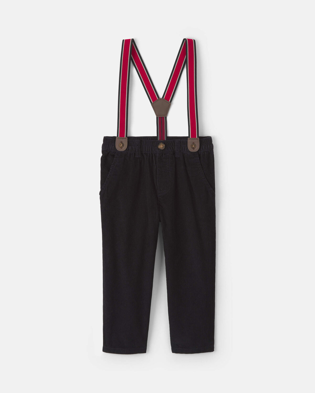 Toddler Boy Corduroy Straight Suspender Pants - Black 1 Toddler Boy Corduroy Straight Suspender Pants - Black