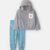 Toddler Boy 2-Piece Polar Bear Fleece Hoodie Top & Pant Set - Grey/Blue 6 Toddler Boy 2-Piece Polar Bear Fleece Hoodie Top & Pant Set - Grey/Blue