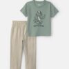 Toddler Boy 2-Piece Skateboard Short-Sleeve Top & Pant Set - Green/Cream
