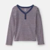 Girls Striped Long-Sleeve Rib Top - Pink/Navy Blue 5 Girls Striped Long-Sleeve Rib Top - Pink/Navy Blue