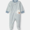 Baby Milk & Cookies Striped Fleece 2-Way Zip Sleep & Play Pajamas - Blue
