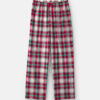 Adult Christmas Plaid Fleece Loose Fit Pajama Bottoms - Red/Green