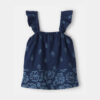 Toddler Girl Floral Ruffle-Sleeve Tank Top - Navy