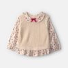 Toddler Girl Collared Floral Sweater - Cream