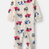 Baby Boy Construction 2-Way Zip DreamPlush Sleep & Play Pajamas - Cream