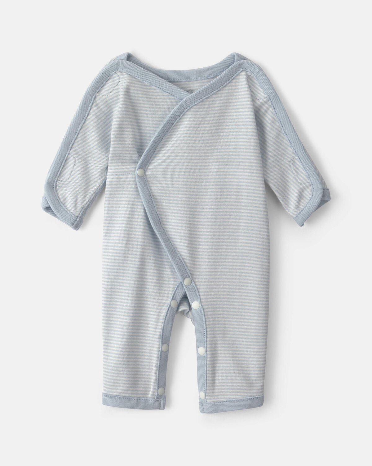 Baby Boy Striped 100% Cotton Sleep & Play Pajama - Blue 1 Baby Boy Striped 100% Cotton Sleep & Play Pajama - Blue