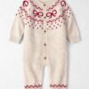 Baby Girl Organic Cotton Fair Isle Sweater Knit Jumpsuit