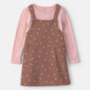 Toddler Girl Floral French Terry Long-Sleeve Dress Set - Pink/Brown