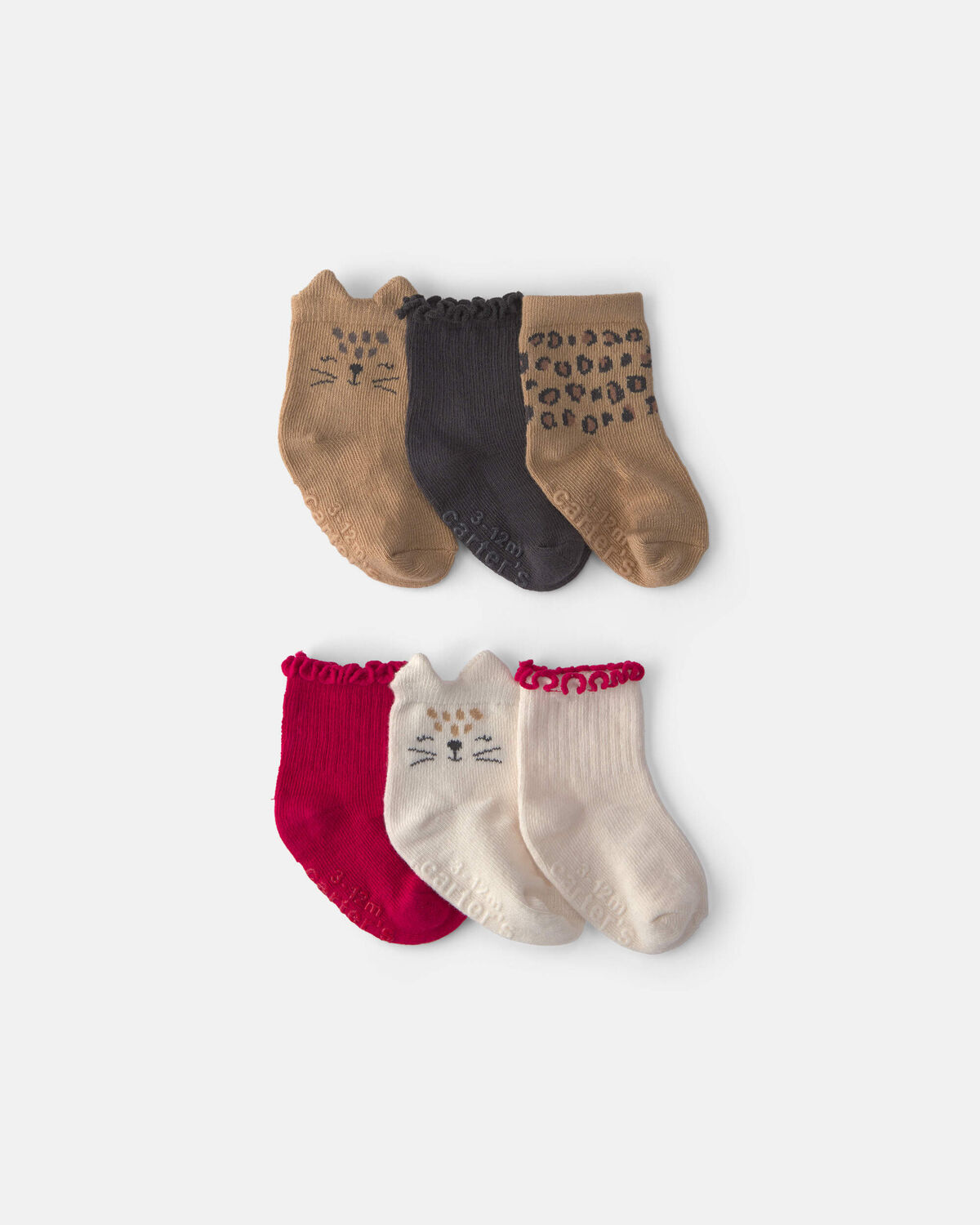 Baby Girl 6-Pack Cat Leopard Ankle Socks 1 Baby Girl 6-Pack Cat Leopard Ankle Socks