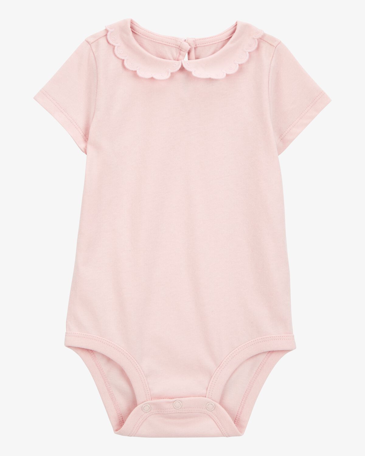 Baby Scalloped Collar Short-Sleeve Bodysuit - Pink 1 Baby Scalloped Collar Short-Sleeve Bodysuit - Pink