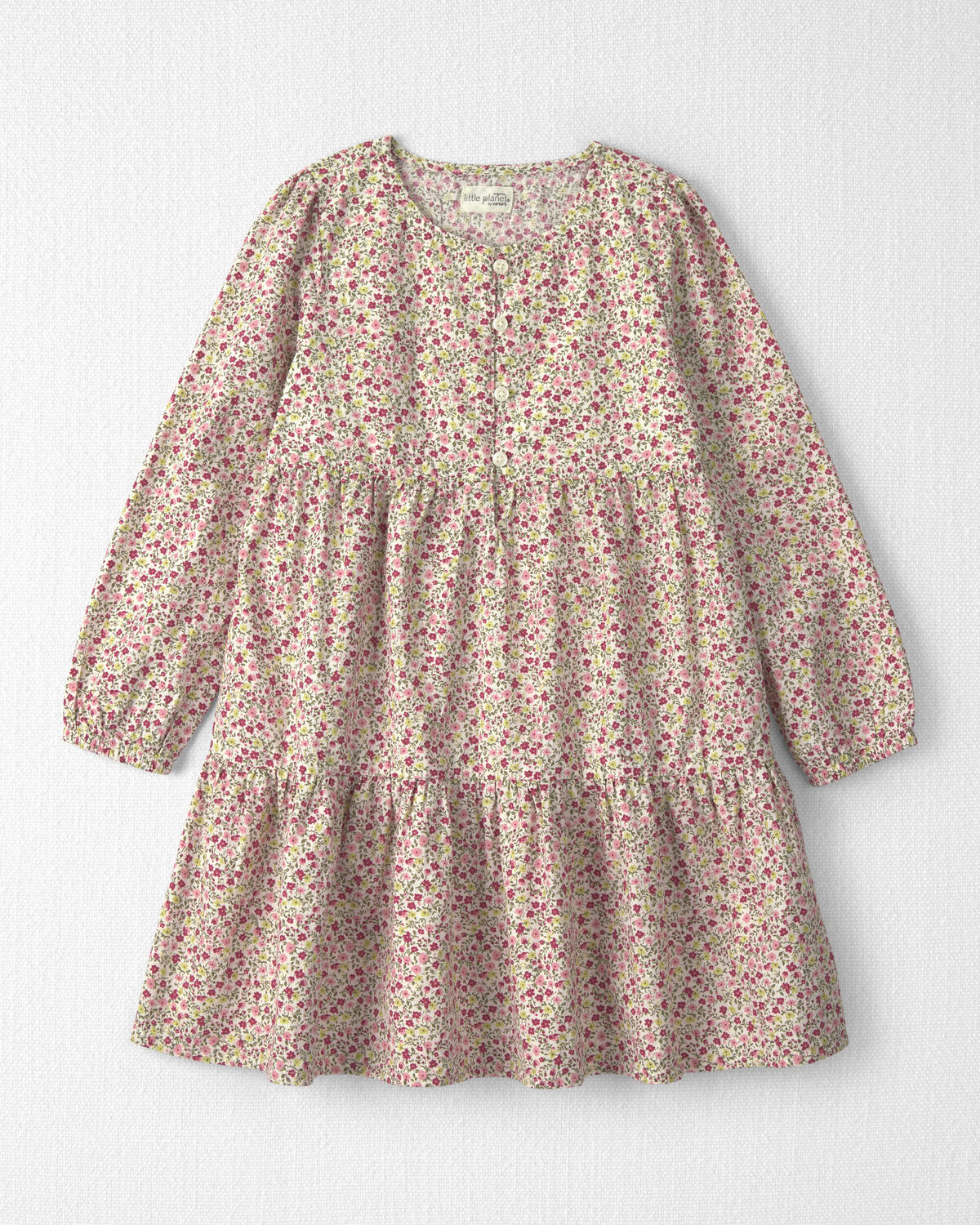 Girls Organic Cotton Dobby Dress in Floral 1 Girls Organic Cotton Dobby Dress in Floral
