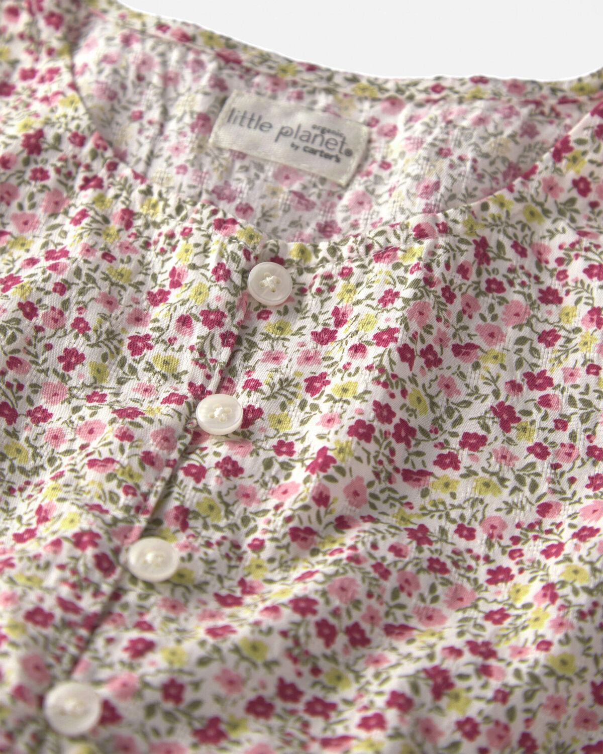 Girls Organic Cotton Dobby Dress in Floral 3 Girls Organic Cotton Dobby Dress in Floral