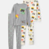 Boys 4-Piece Gamer Cotton Snug Fit Pajama Set - Grey