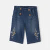 Baby Girl Floral Denim Jeans - Medium Wash