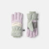 Girls Color Block Ski Gloves - Green/White/Purple