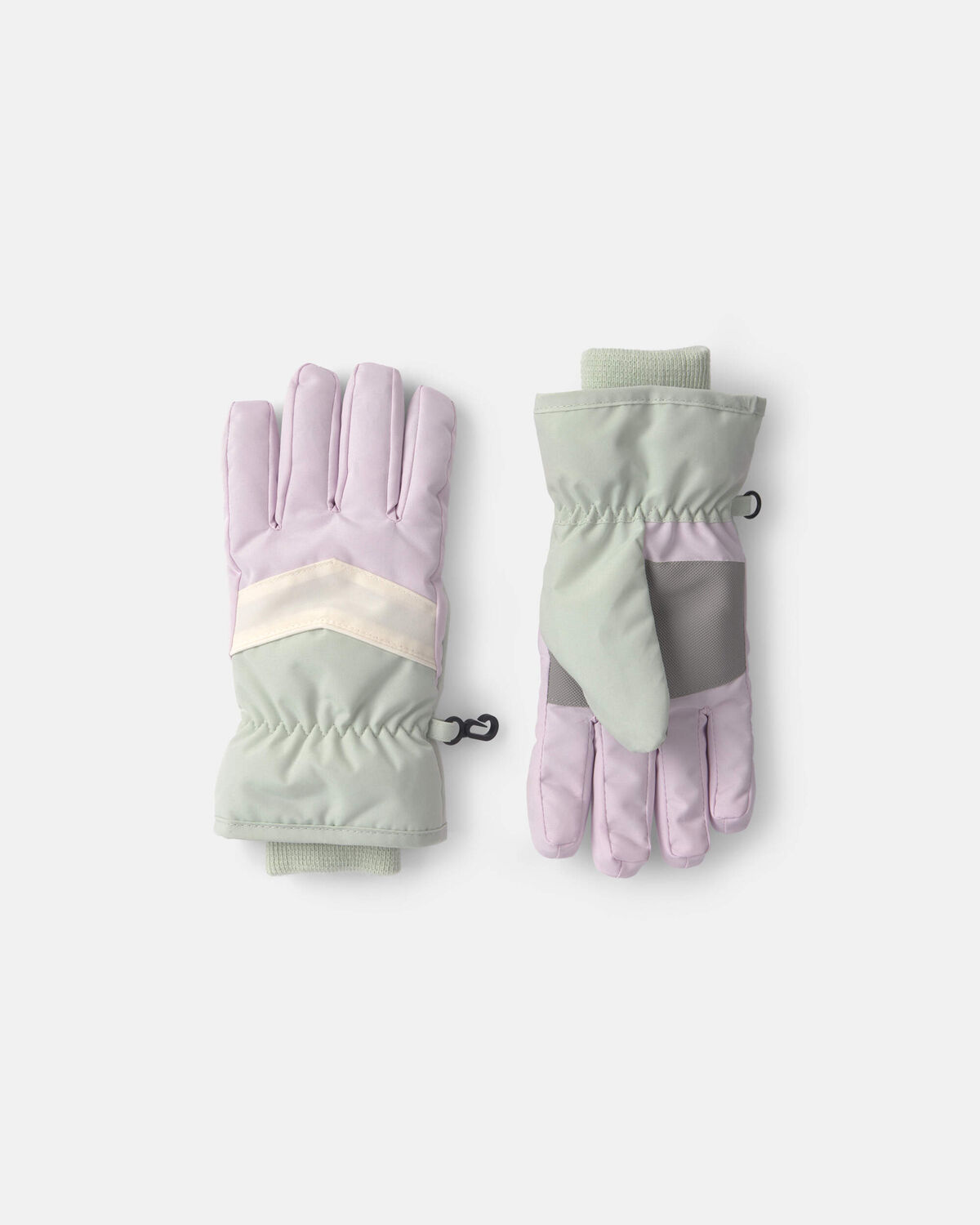 Girls Color Block Ski Gloves - Green/White/Purple 1 Girls Color Block Ski Gloves - Green/White/Purple
