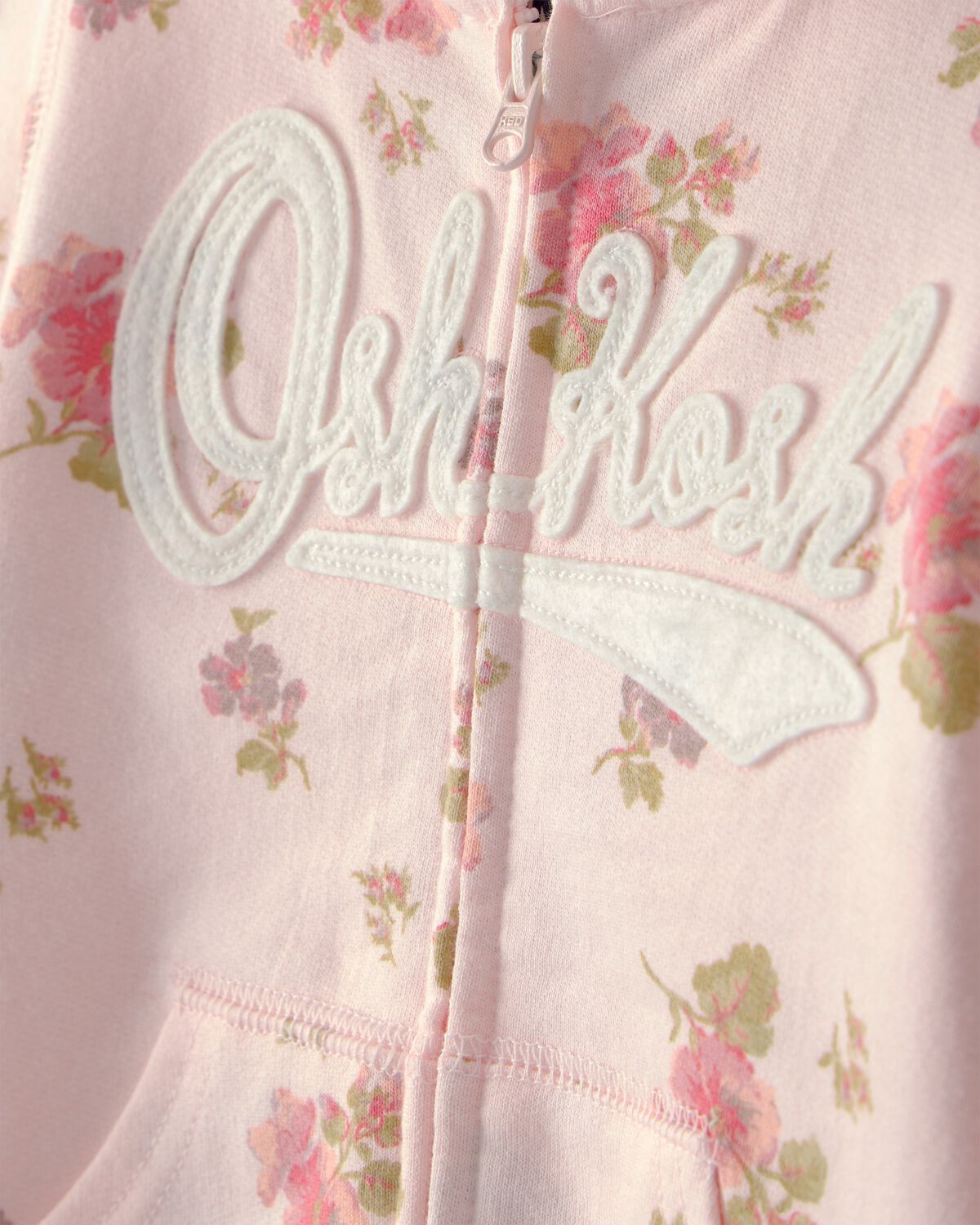 Toddler Girl Floral OshKosh Logo Zip-Up Hoodie - Pink