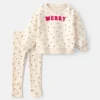 Toddler Girl 2-Piece 'Merry' Fleece Long-Sleeve Top & Pant Set - Cream