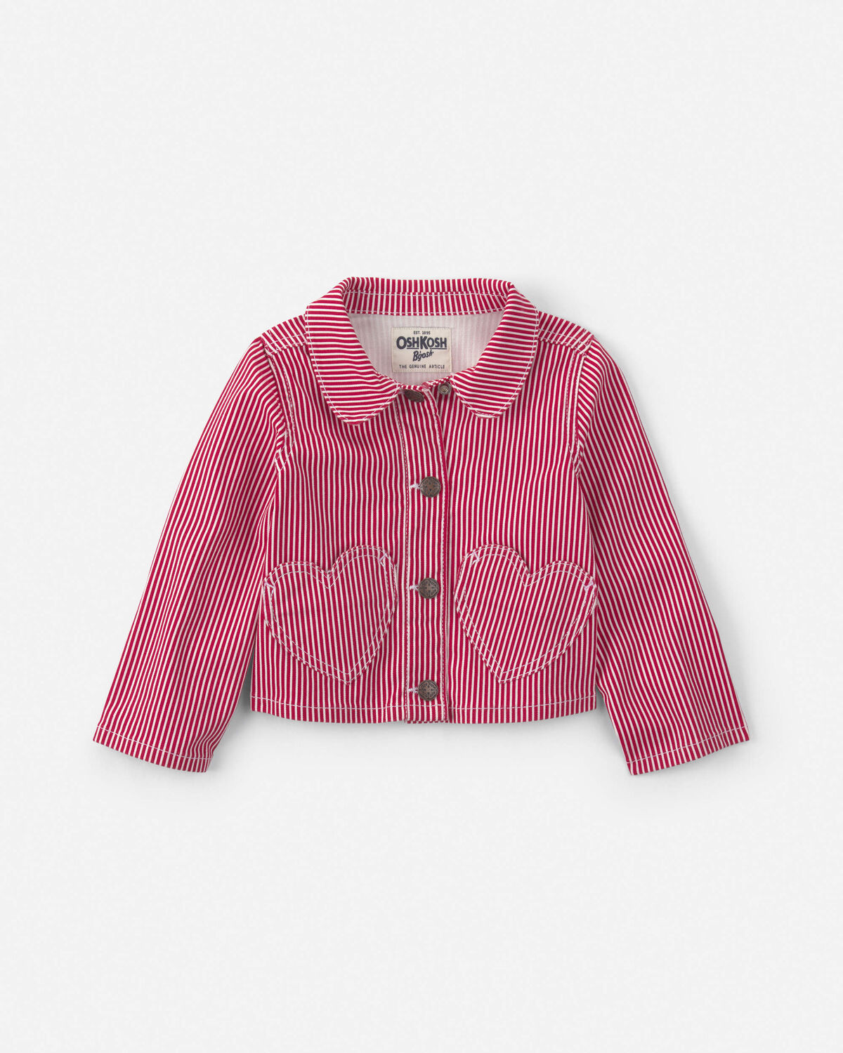 Toddler Girl Hickory Stripe Valentine's Day Fashion Jacket - Red