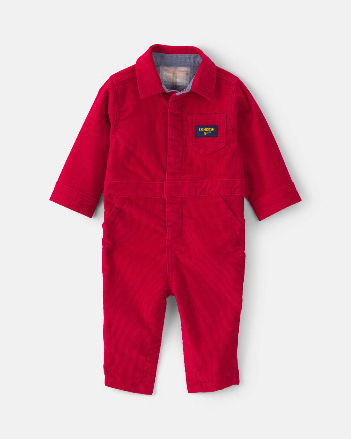 Baby Boy Corduroy Long-Sleeve Jumpsuit - Red 1 Baby Boy Corduroy Long-Sleeve Jumpsuit - Red