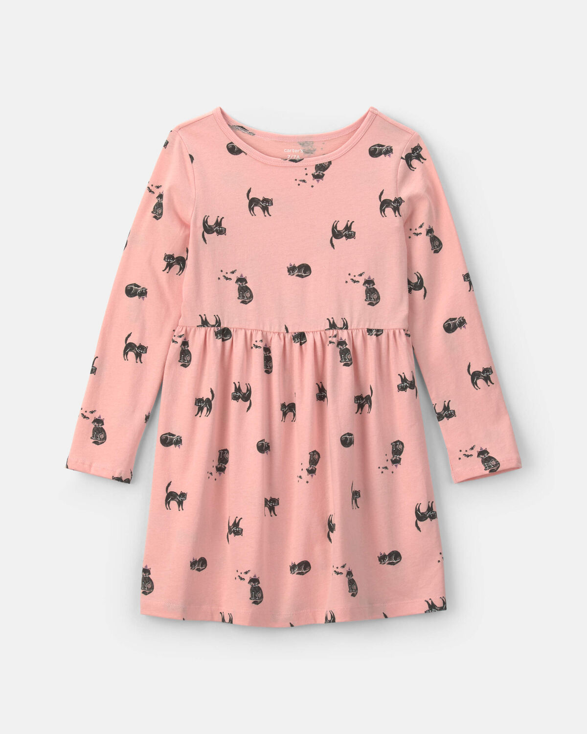 Girls Halloween Cat Long-Sleeve Dress - Pink 1 Girls Halloween Cat Long-Sleeve Dress - Pink