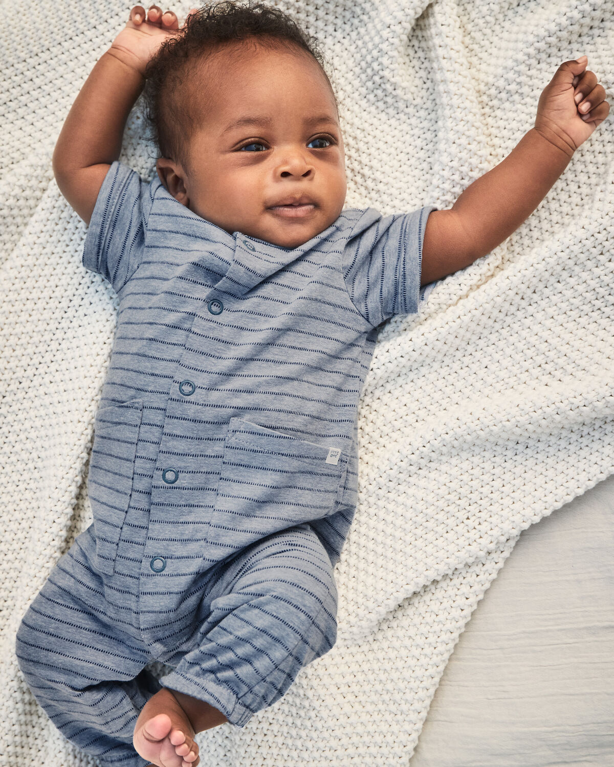 Baby Boy Striped Jumpsuit - Blue 2 Baby Boy Striped Jumpsuit - Blue