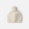 Baby Girl Pom Knit Beanie - White 6 Baby Girl Pom Knit Beanie - White