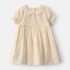 Baby Girl Swiss Dot Short-Sleeve Dress - Cream