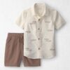 Boys 2-Piece Organic Cotton Gauze Embroidered Top & Short Set 6 Boys 2-Piece Organic Cotton Gauze Embroidered Top & Short Set