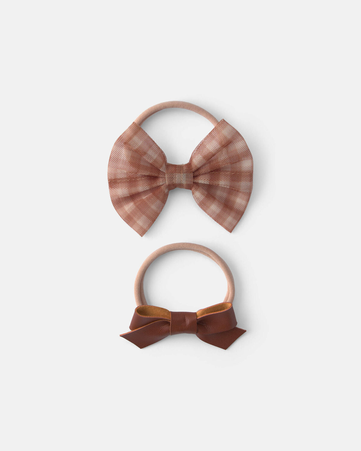 Baby Girl 2-Pack Gingham Bow Headwraps - Brown 1 Baby Girl 2-Pack Gingham Bow Headwraps - Brown