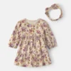 Baby Girl 2-Piece Floral Twill Long-Sleeve Dress - Cream