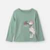 Girls Parisian Dog Long-Sleeve Graphic Tee - Green