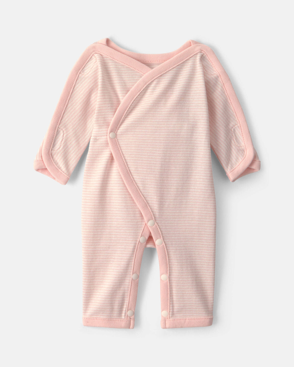 Baby Girl Striped 100% Cotton Sleep & Play Pajama - Pink 1 Baby Girl Striped 100% Cotton Sleep & Play Pajama - Pink
