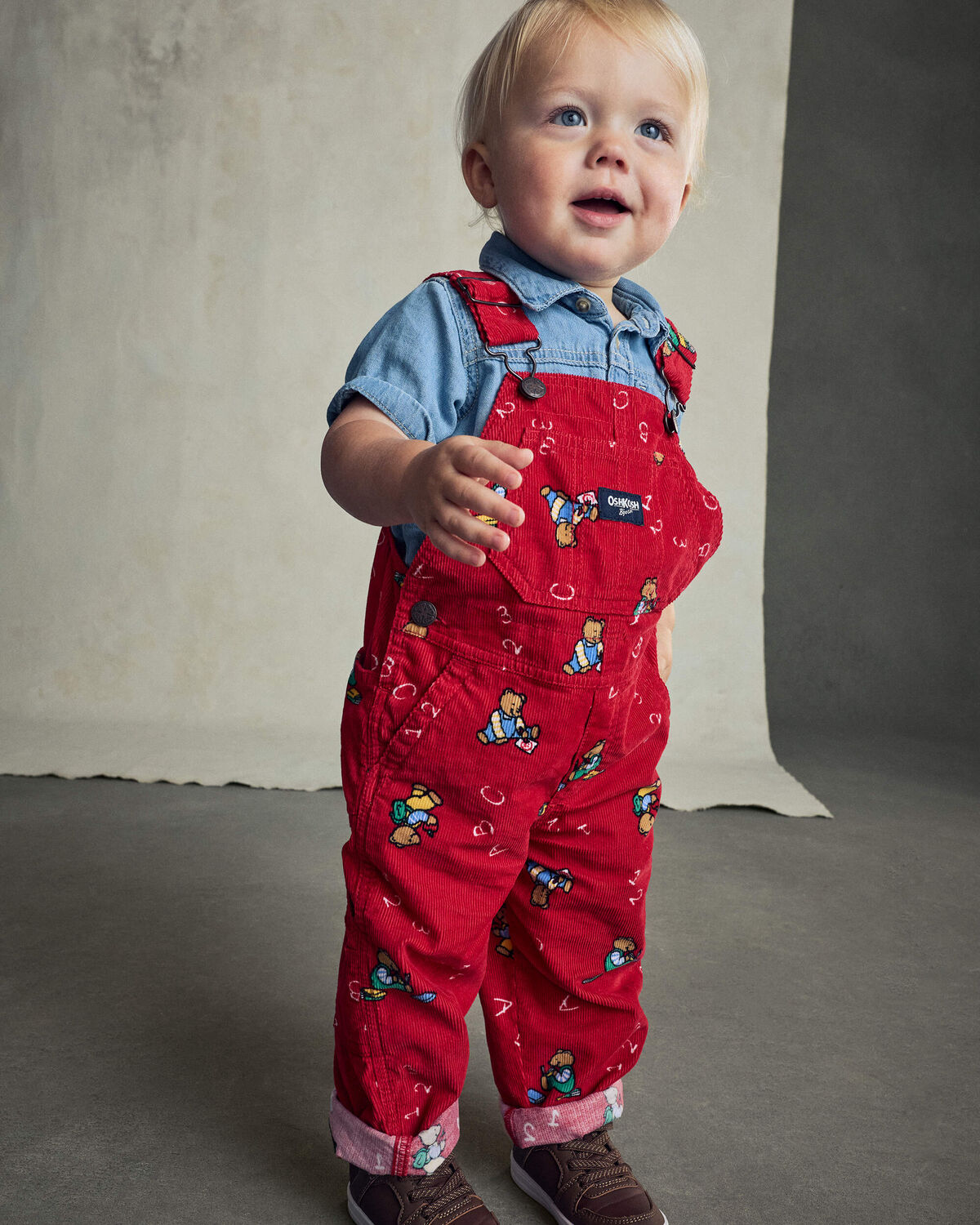 Baby Bear Corduroy Overalls - Red 4 Baby Bear Corduroy Overalls - Red