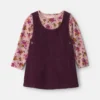 Baby Girl 2-Piece Floral Corduroy Long-Sleeve Dress Set - Pink/Purple