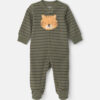 Baby Boy Tiger Striped Fleece 2-Way Zip Sleep & Play Pajamas - Green