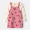 Toddler Girl Floral French Terry Long-Sleeve Dress Set - Pink/Cream