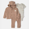 Baby 3-Piece Bear Layering Set - Grey/Brown