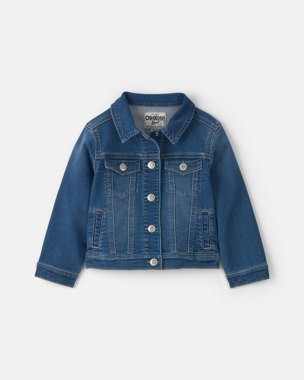 Toddler Girl Bear Denim Jacket - Medium Wash 2 Toddler Girl Bear Denim Jacket - Medium Wash