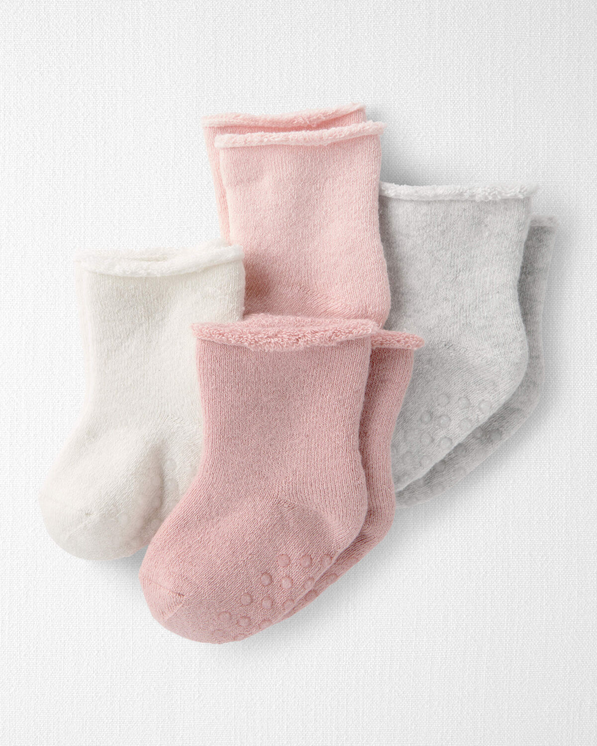 Baby Girl 4-Pack Slip Resistant Socks Made with Organic Cotton 1 Baby Girl 4-Pack Slip Resistant Socks Made with Organic Cotton