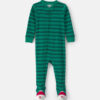Toddler 1-Piece Striped Snowman 100% Cotton Snug Fit Footed Pajama - Green