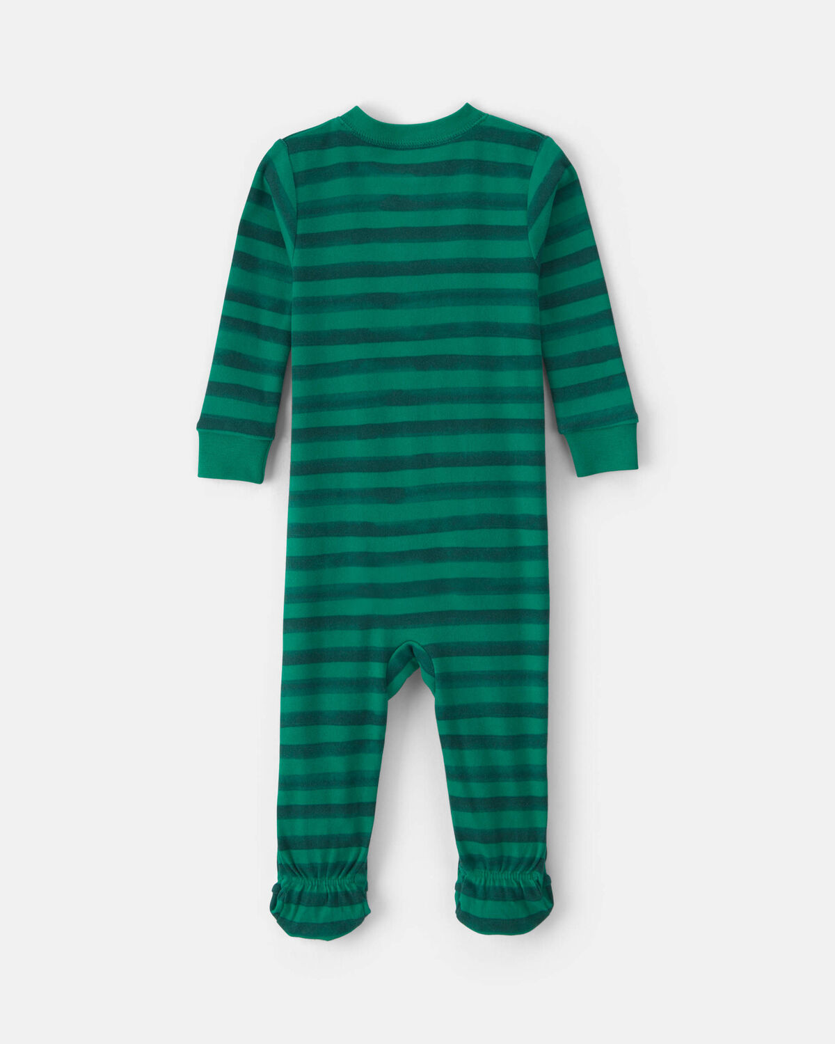 Toddler 1-Piece Striped Snowman 100% Cotton Snug Fit Footed Pajama - Green