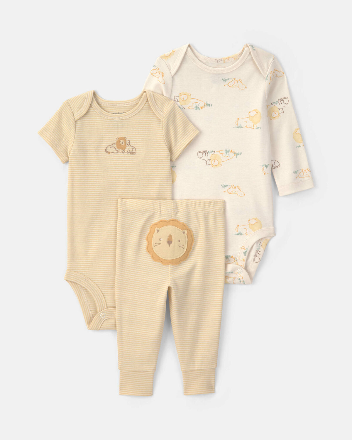 Baby 3-Piece Lion Bodysuit & Pant Set - Yellow/Ivory 1 Baby 3-Piece Lion Bodysuit & Pant Set - Yellow/Ivory